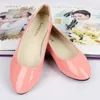 2025 Spring And Autumn Flat Bottom Shallow Mouth Candy Color Patent Leather Single Shoes Large Size Four Seasons Women's Shoes 5
