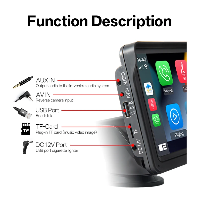 7inch Car Monitor Radio Multimedia Bluetooth Video Portable Player Universal Wir