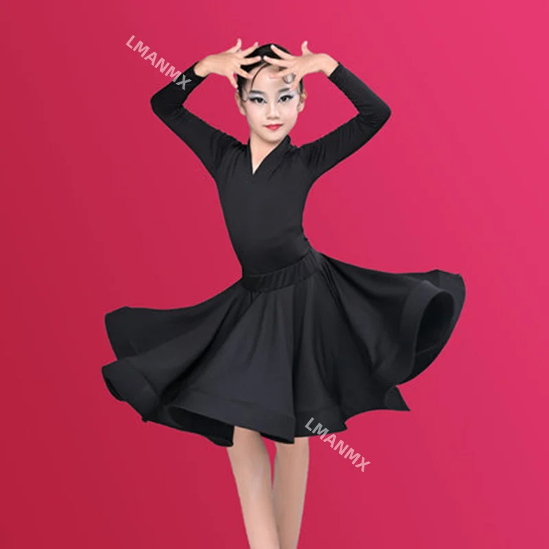 Girls Professional Latin Dancing Dress Kids Ballroom Salsa Dance Wear Clothing Children's Competitions Latin Stage Wear Clothes dance dress