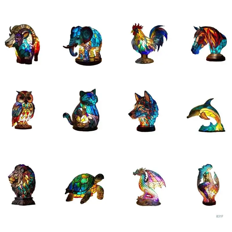 

Retro Animal Decorative Lamp Resin Lamp Vintage Nightlight Colorful Resin Night Lights for Room Decor Aesthetic Bedroom
