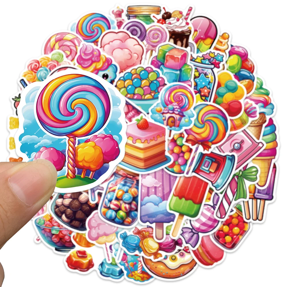 50pcs Aesthetic Cartoon Dessert Lollipop Candy Stickers Cute Kids Water  Bottle Sticker Luggage Laptop Guitar Waterproof Decals - AliExpress, image size:1000x1000