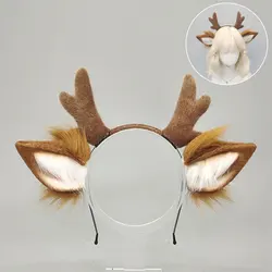 Festive Reindeer Antler Headband with Deer Ears - Holiday Cosplay and Party Accessory (A4)