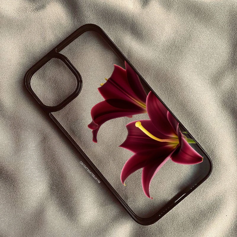 Pink Cherry Blossom Pattern Phone Case - Lily Design Clear Protective Cover