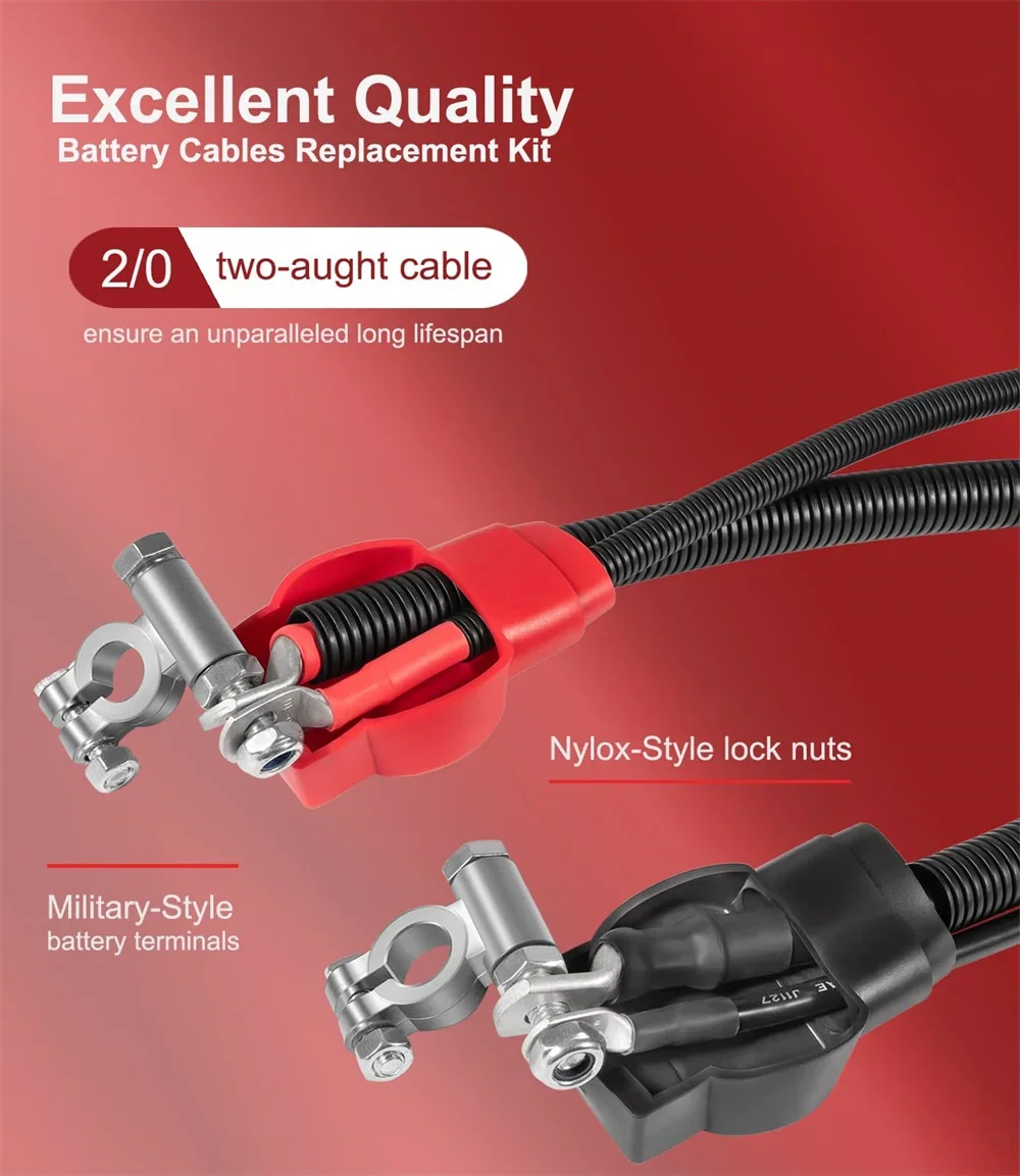 Chuangqian Battery Cables Wire kit for Dodge RAM Truck Gen 3 2003-2007 5.9L 24 Valve Cummins Diesel Straight Starter Lug # 790