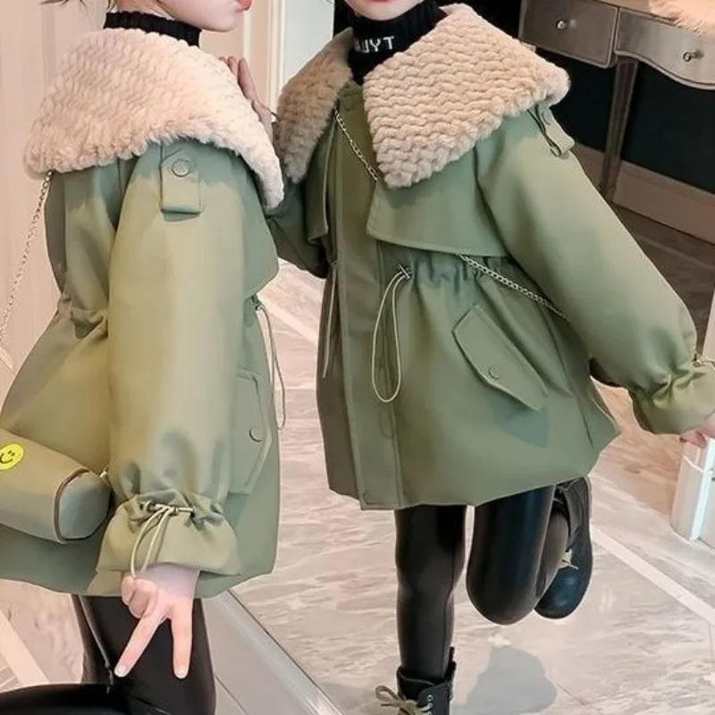 

Girls Baby's Kids Coat Jacket Outwear Plus Velvet Thicken Warm Winter Autumn Cotton Teenager Fleece Children's Clothing Q717