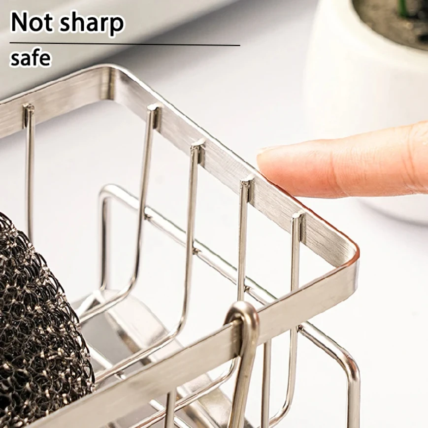 Sink Sponge Holder Sink Cleaning Tools Storage Rack Kitchen Multifunctional Stainless Steel Drain Rack for Sponge Cleanser Organizer Rag Hanger