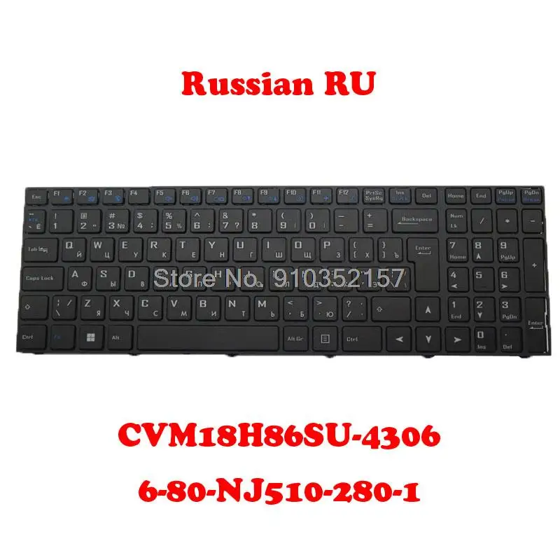 RUKeyboard CLEVO CVM18H86SU-4302 6-80-NJ500-280-1 CVM18H86SU-4306 6-80-NJ510-280-1 þƾ  /  (ū Է)