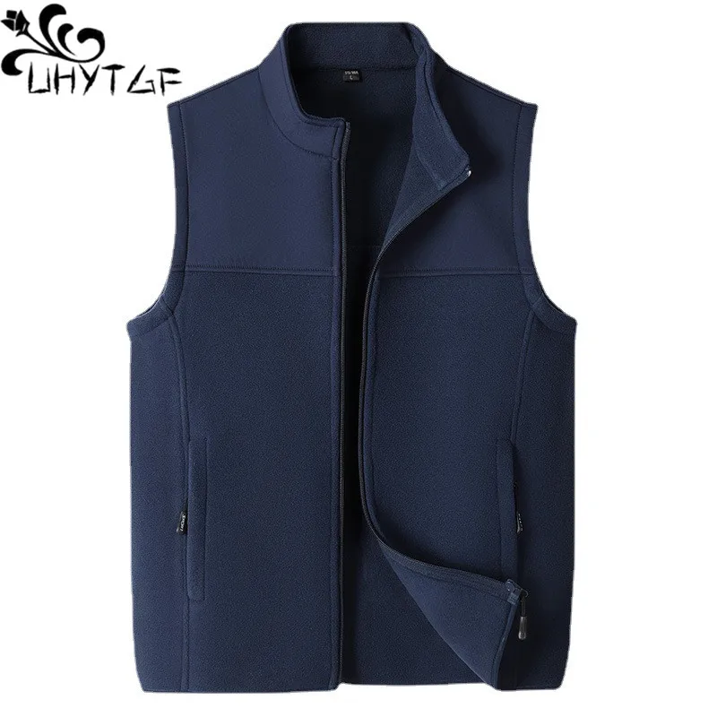 

UHYTGF Spring Autumn Vest Mens Sleeveless Polar Fleece Casual Warm Jacket Male Outdoor Loose 8XL Size Sports Waistcoat Coat 180