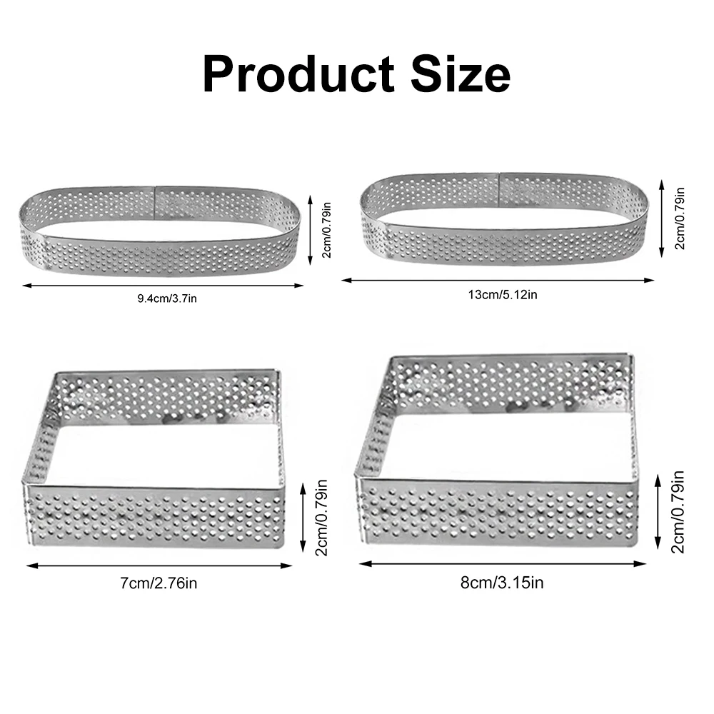 Tart Ring Stainless Steel Tartlet Mold Circle Cutter Pie Ring Heat-Resistant Perforated Cake Mousse Molds Tart Pastry cake mold