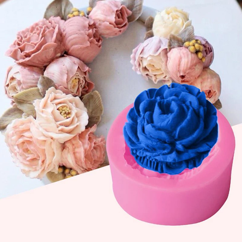 1Pc 장미 꽃 실리콘 몰드 케이크 장식 설탕 공예 및 초콜릿 비누 점토 몰드.