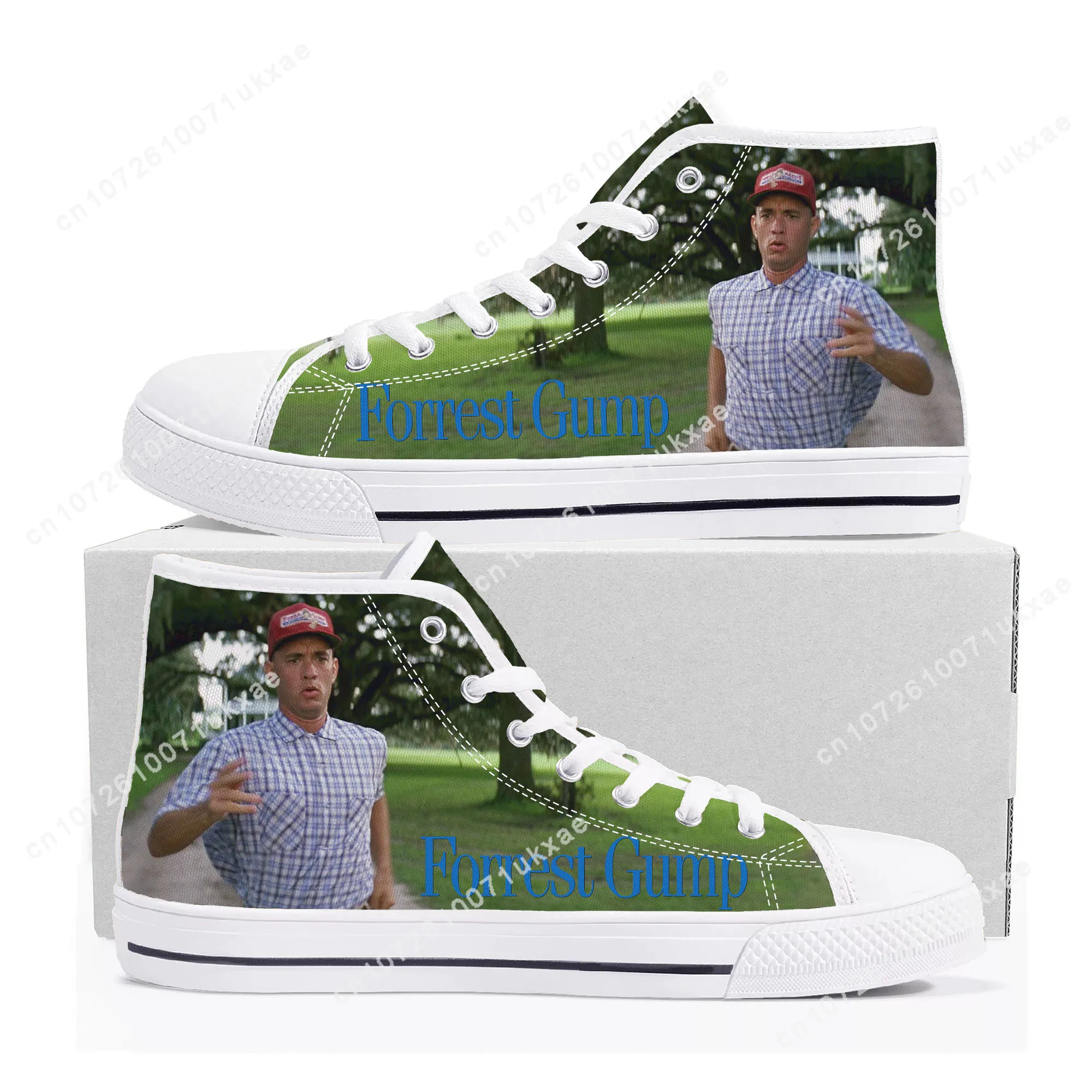 

Forrest Gump Movie Tom Hanks High Top Sneakers Mens Womens Teenager Canvas Sneaker Casual Custom Made Shoes Customize DIY Shoe