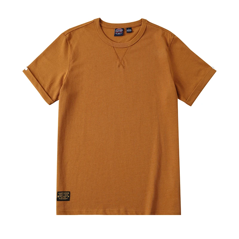 

Летняя новая тяжелая Однотонная футболка в американском ретро-стиле с короткими рукавами и круглым вырезом, мужская мода, 100% хлопок, потертые старые Свободные повседневные топы