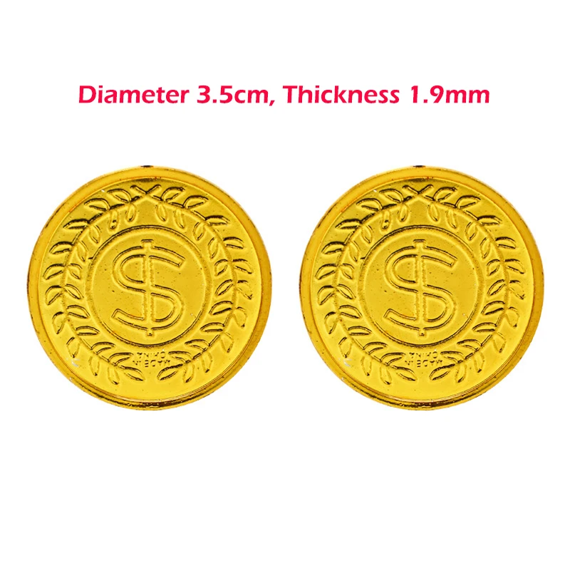 100Pcs Plastic Pirate Gold Coin Fake Game Coin Treasure Coins Funny Scene Props Halloween Christmas Party Decoration Supplies 6