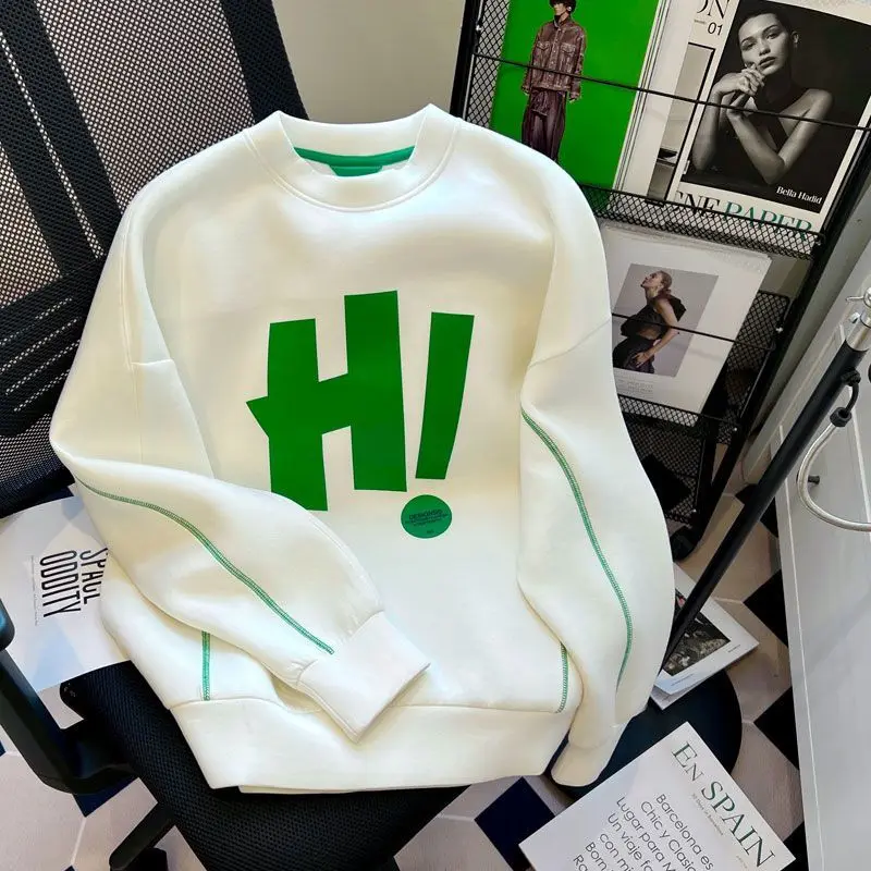 

Pure Cotton New Spring And Autumn Fashion Good-looking Letter Pullover Sweater Women