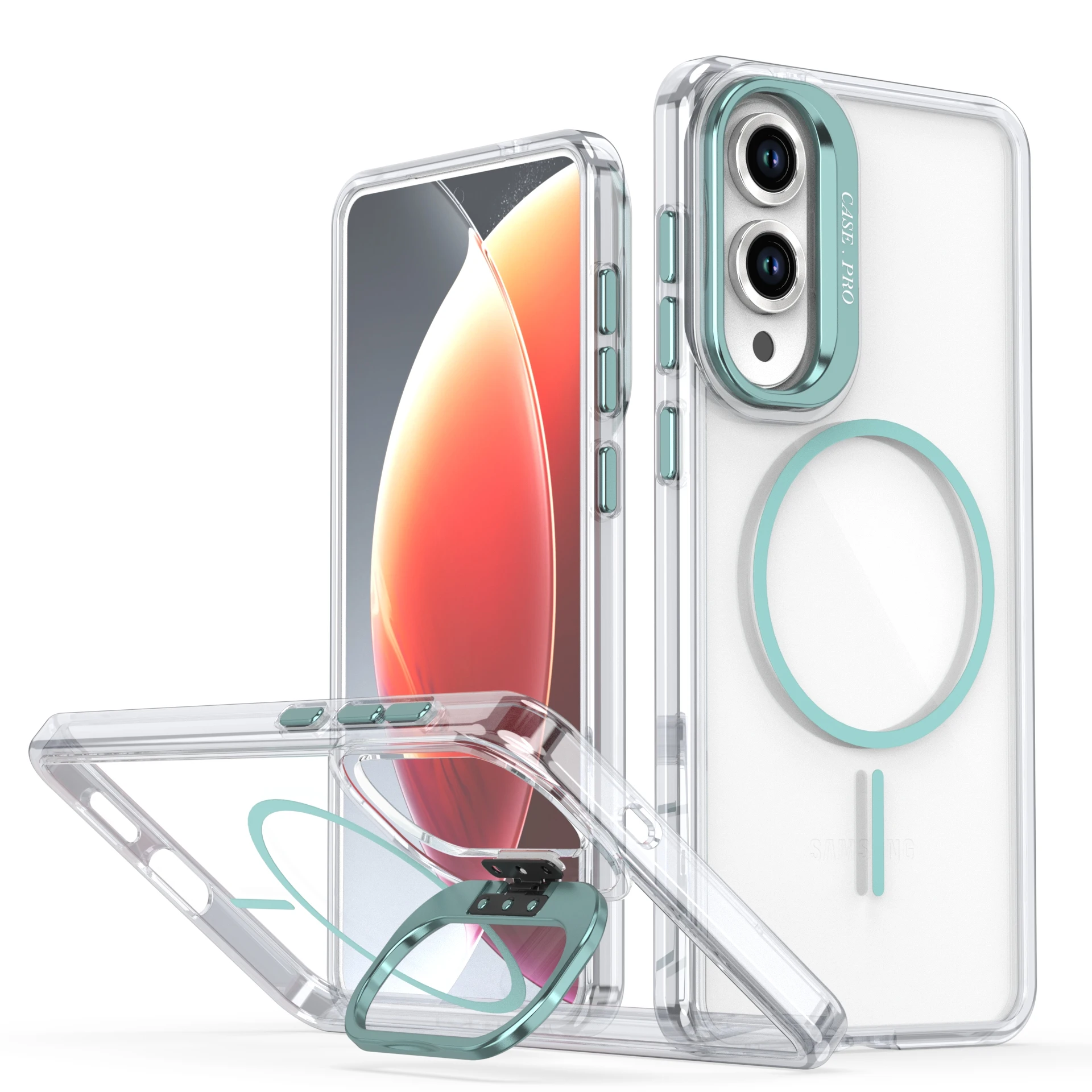 Luxury Clear Magnetic Lens Stand Phone Case with MagSafe Integration