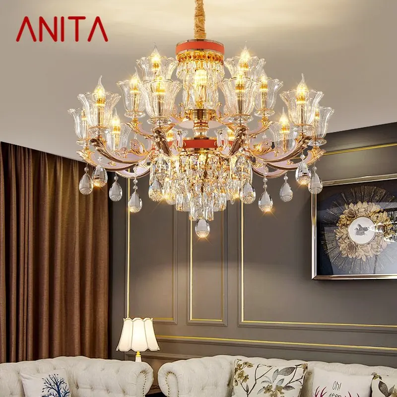 

ANITA Modern Chandelier Luxury Crystal LED Candle Pendant Lamp Nordic Fixtures for Home Living Dining Room Bedroom