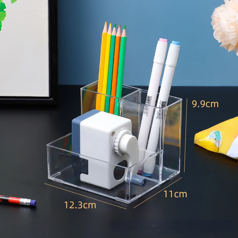 Desktop Organiser Home Office Storage Box Acrylic Transparent Multifunction Pen Holder Stationery Storage Waterproof Dustproof 6