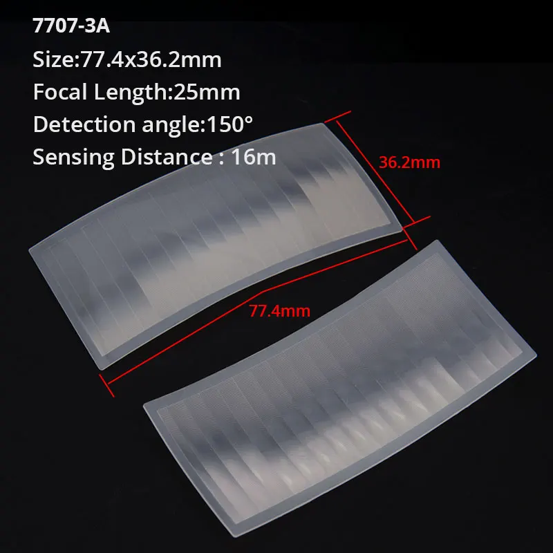 5개 PIR 렌즈 적외선 유도 HDPE 프레넬 렌즈 초점 거리 원거리 감지 거리 7707-3A 7707-5A