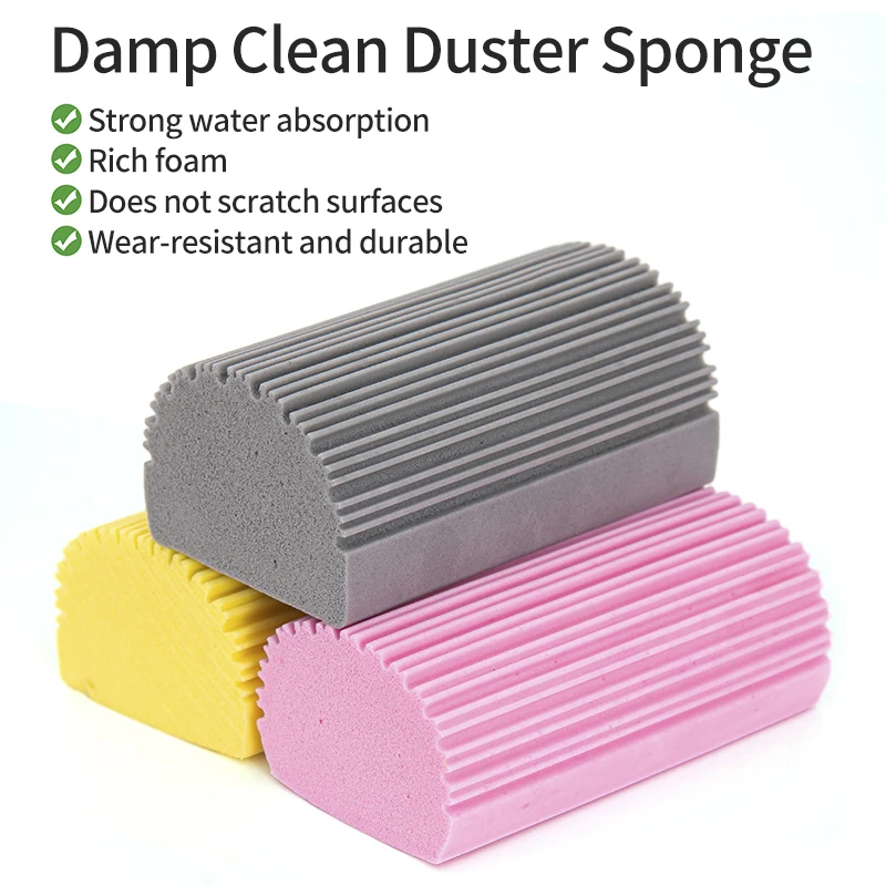 ITTAHO Damp Duster Sponge, PVA Cleaning Sponge for Household use,  Gray+Yellow+Pink