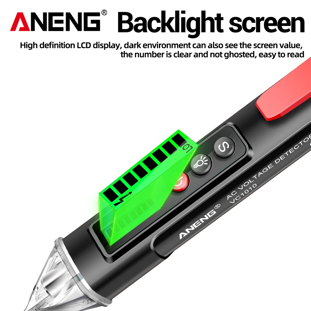 ANENG VC1010 비접촉식 전압 테스터 펜 12-1000V AC 디지털 전압 감지기 제로/파이어 라인 센서 테스트 펜슬 전기 도구