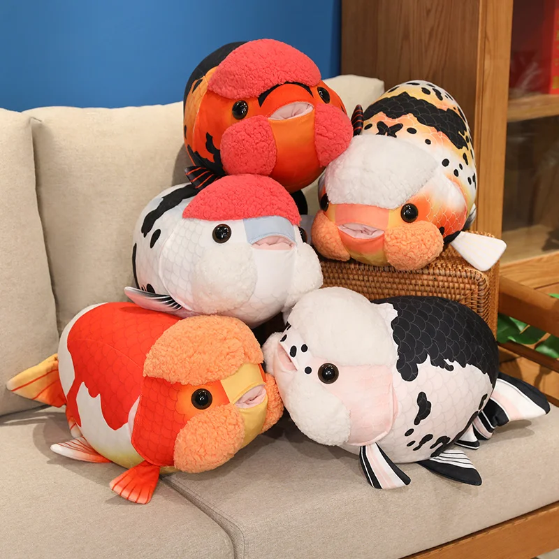 50cm Lifelike Fish Plush Stuffed Toy Goldfish Big Head Soft Pillow for Zoo Park Souvenir Lovely Lan Shou Animal Plushie