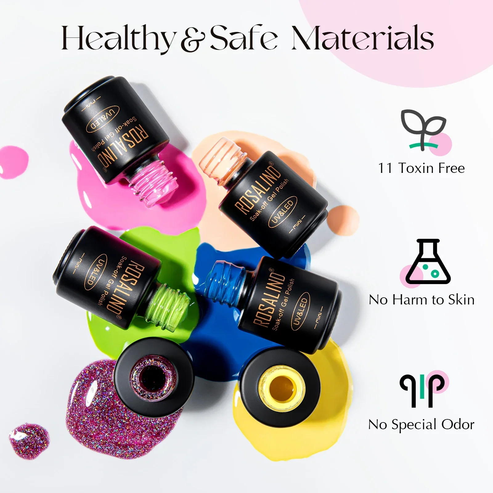 ROSALIND gel nail polish set Semi Permanent Manicure Soak Off Kits gel polish pink For Nail Art esmaltes de gel profesional 5