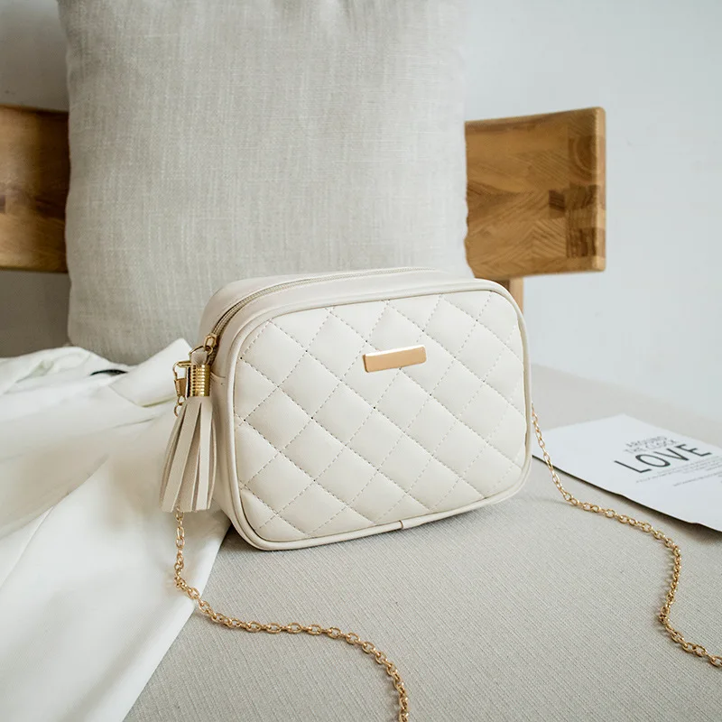 2021 Tassel Small Messenger Bag For Women Trend Lingge Embroidery Camera Female Shoulder Bag Fashion Chain Ladies Crossbody Bags 