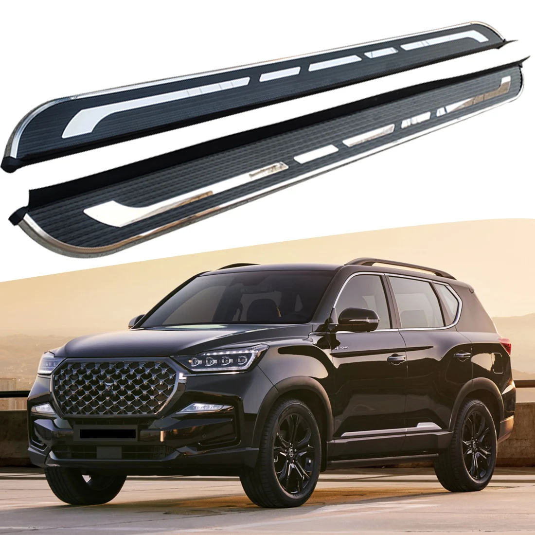 2PCS Side Step fits for SsangYong G4 Rexton 2018 2019 2020 2021 2022 ...