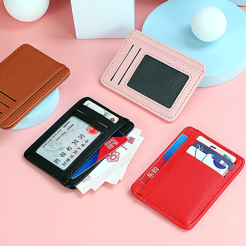 

1PC New Ultra-Thin Women's Credit ID Card Holder Female Pu Leather Mini Short Wallets Money Case Coin Purses Bag Clip Cover