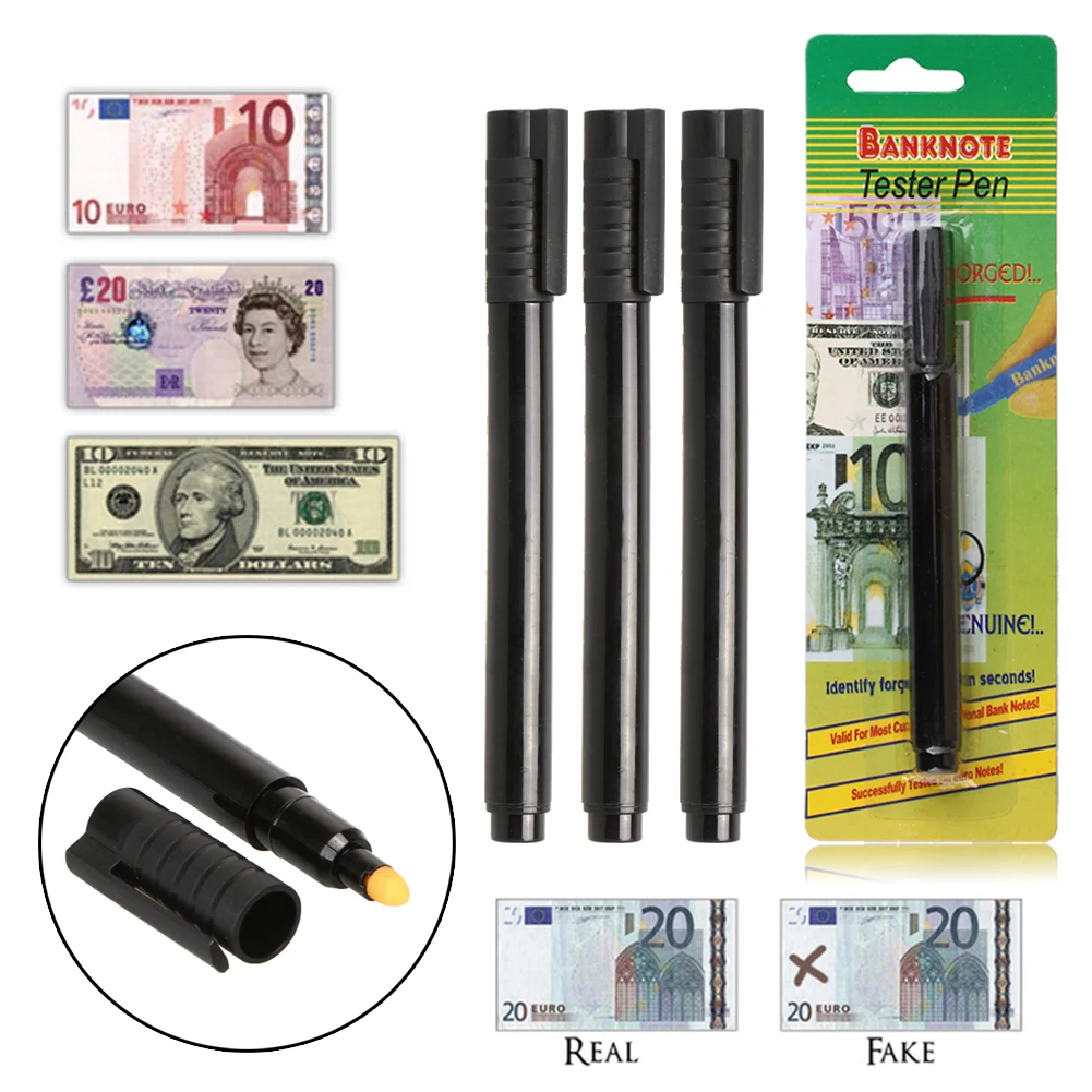 Lot de 1 stylo detecteur de faux billets multi devises usd euro