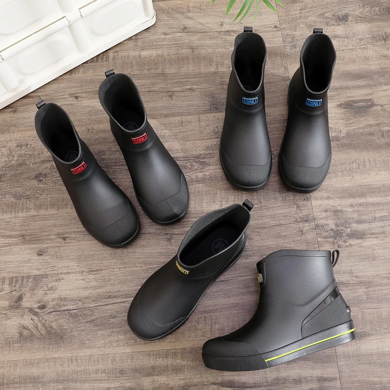 Snow Warm Thick Rain Boots, Kitchen Waterproof and Anti Slip Rain Shoes, Men's Fashionable and Wear-resistant Water Shoes
