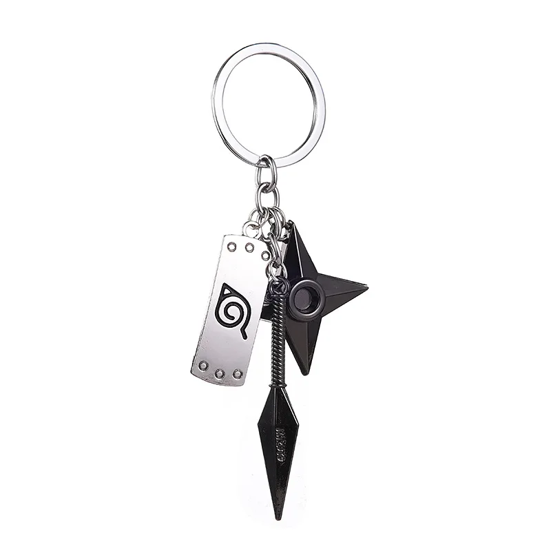 Llavero Naruto Anime Kunai Shuriken Konoha Ninja para llaves de coche, bolso, mochila, baratijas, llavero, accesorios, joyería para mujer y hombre, regalo