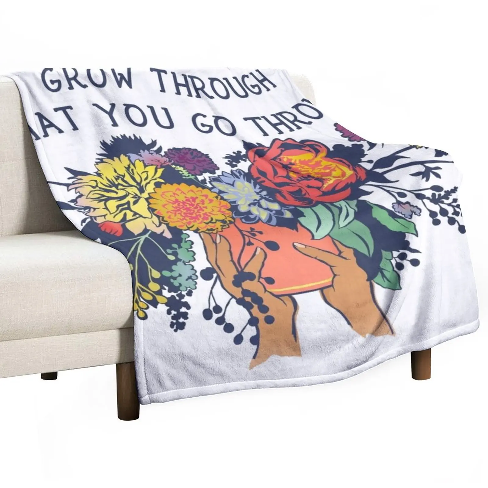 

Grow Through What You Go Through Throw Blanket Cute Blanket Decorative Blankets sofa bed Comforter Blanket