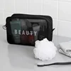 Makeup Bag Women Travel Toiletry Wash Makeup Bag Storage Case Zipper Make Up Bags Black Dot Transparent Mesh Cosmetic Bag 4