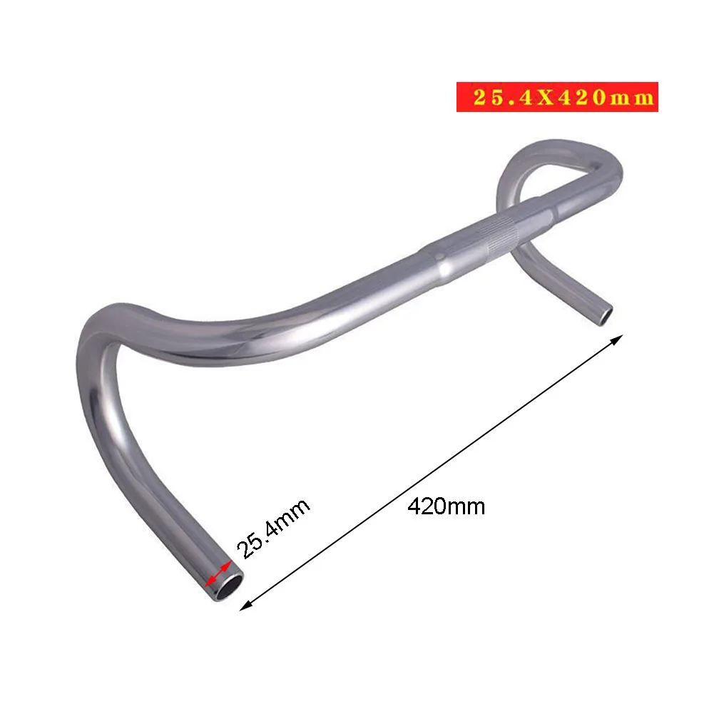 Road Bicycle Drop Handlebar 25.4x420mm Aluminum Alloy Polishing Silver Bent Bar Bike Handle Bar Replacement Accessories