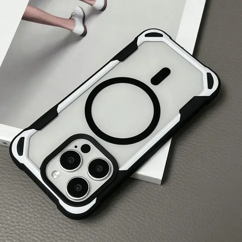 Luxury Armor Magnetic Clear Hard Bumper Phone Case - Dual Color Design