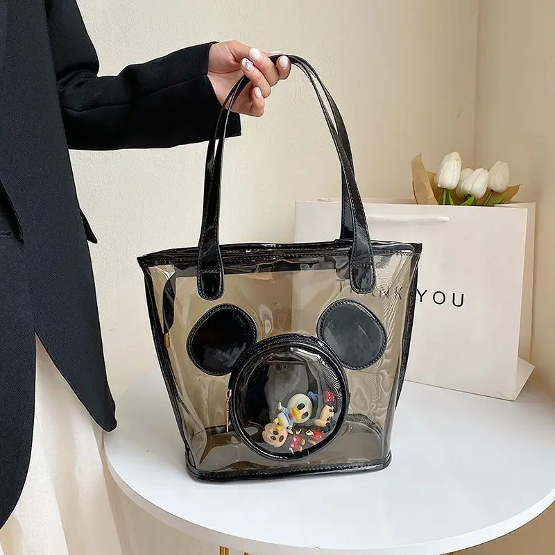 

New Large Capacity Ladies Tote Bag PVC Women Cosmetic Handbag Shoulder Storage Bags Fashion Transparent Beach Shopper Backpack