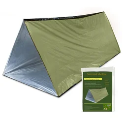 2 - Person Waterproof Emergency Survival Camping Tent Kit with Outdoor Mat (Green Tent)