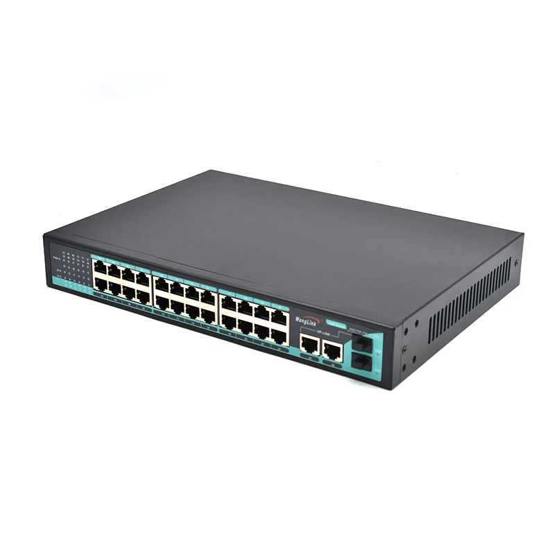 Gigabit poe network switch 24 port 10/100/1000mbps poe and 2 RJ45 uplink 2 SFP PoE switch for camera cctv