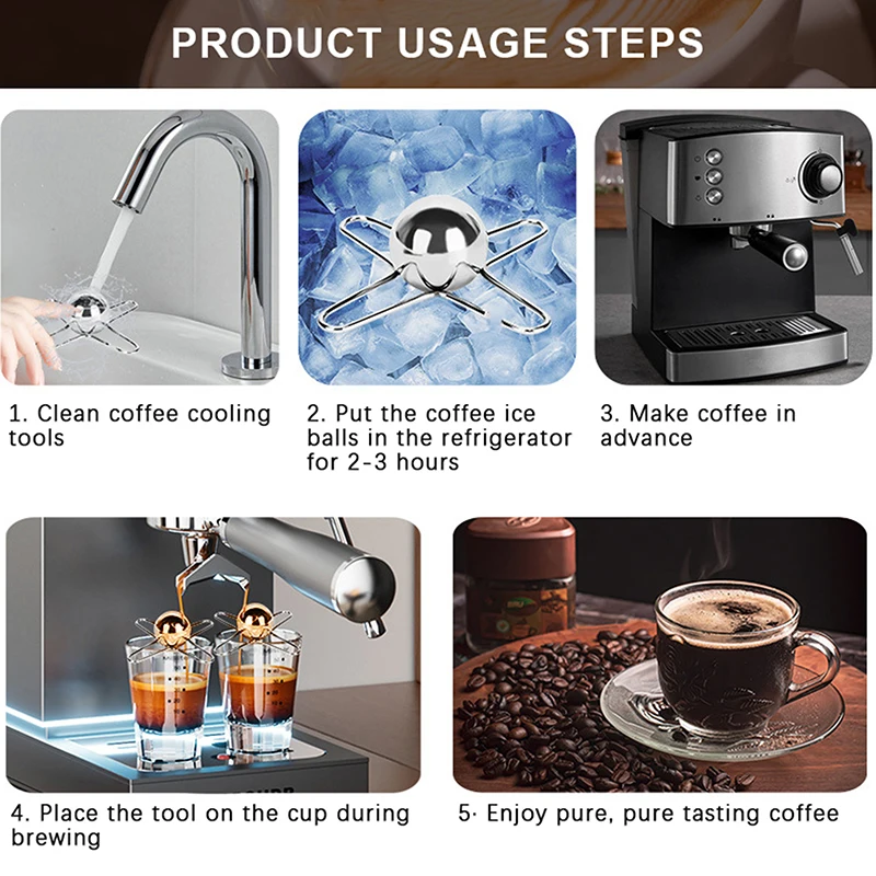Frozen Ball For Espresso Coffee Reusable Cooling Coffee Tool Stainless Steel Ice Balls Cooling Flavor Enhancer Gadgets