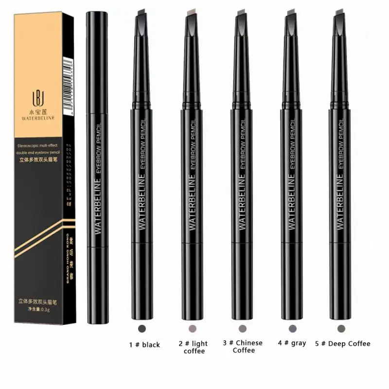 Double-Ended 5 Colors Eyebrow Pencil Natural Non-fading Waterproof Long-Lasting Filling And Outlining Eyebrow ﻿