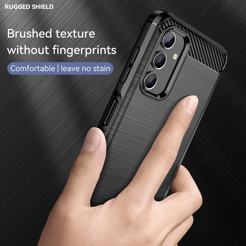Luxury Matte Carbon Fiber Shockproof Phone Case with Soft Bumper Cover