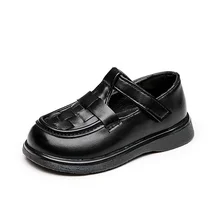

Baby Boys Solid Black 1-3y Soft Non-slip Girls Spring Breathable Hook & Loop Kids Fashion Flat Weave School Shoes for Children