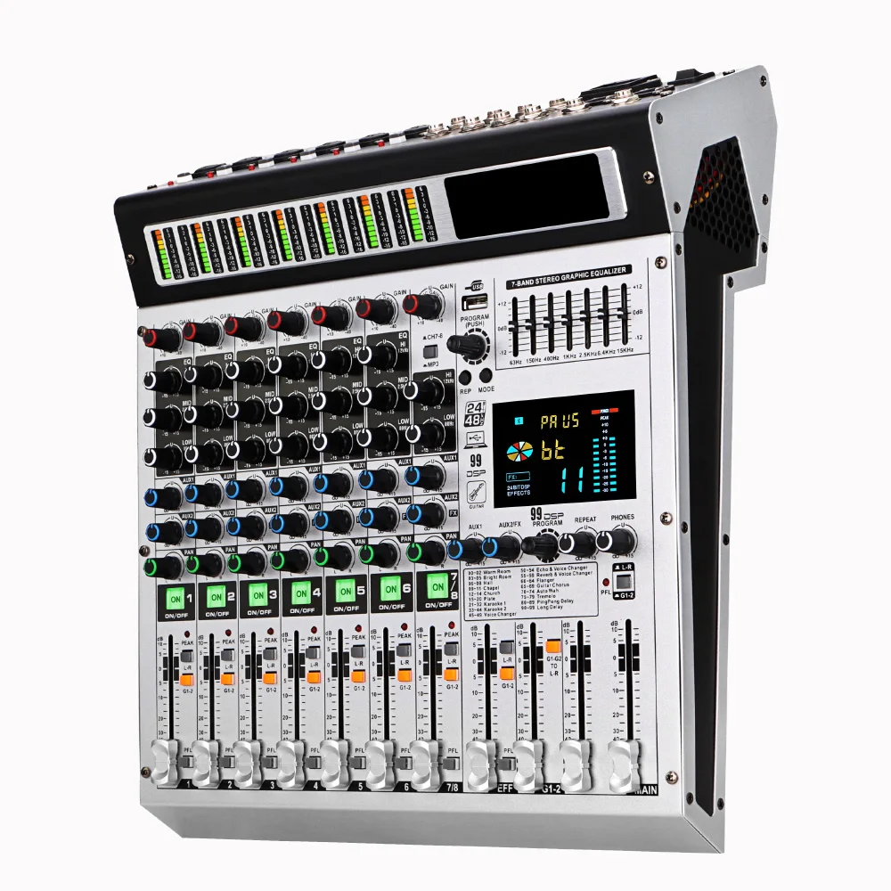 SenMicre MX8 8 Channel Sound Mixer Stage Performance DJ Mixing