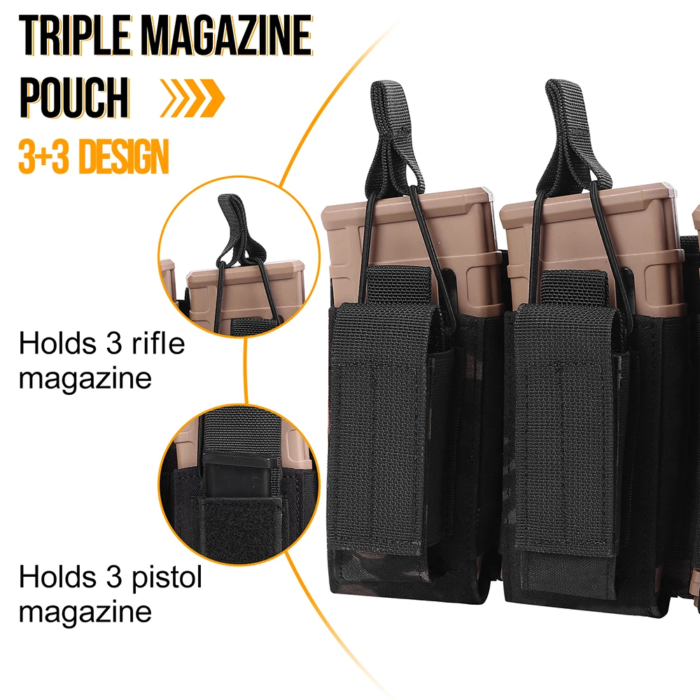 Magazine Pouch Tactical Molle Single/Double/Triple Rifle Pistol Mag 2-Layer Cartridge Holder M4 M14 M16