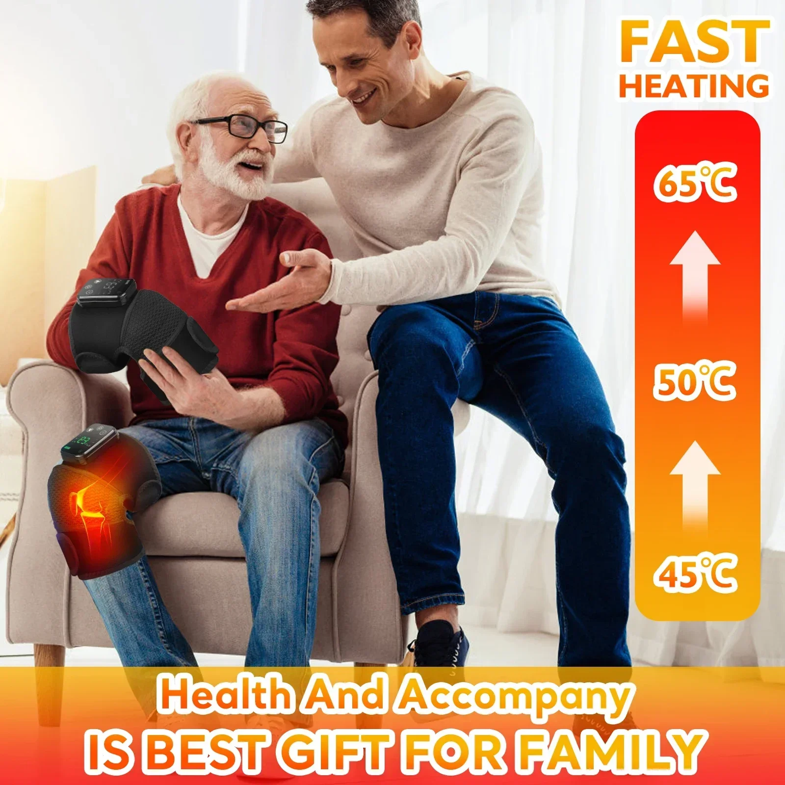 Eletric Heating Device Vibration Physiotherapy Knee Pads for Elbow Joint Osteoarthritis Rheumatic Pain Warm Massage_voghion.com