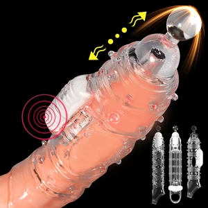 Penis Sleeve Extensions Kondom Männlichen Erweiterung Verzögerung Vibratoren Clits Massager Cock Ring Vibrierende Penis Abdeckung Sex Spielzeug Für Männer