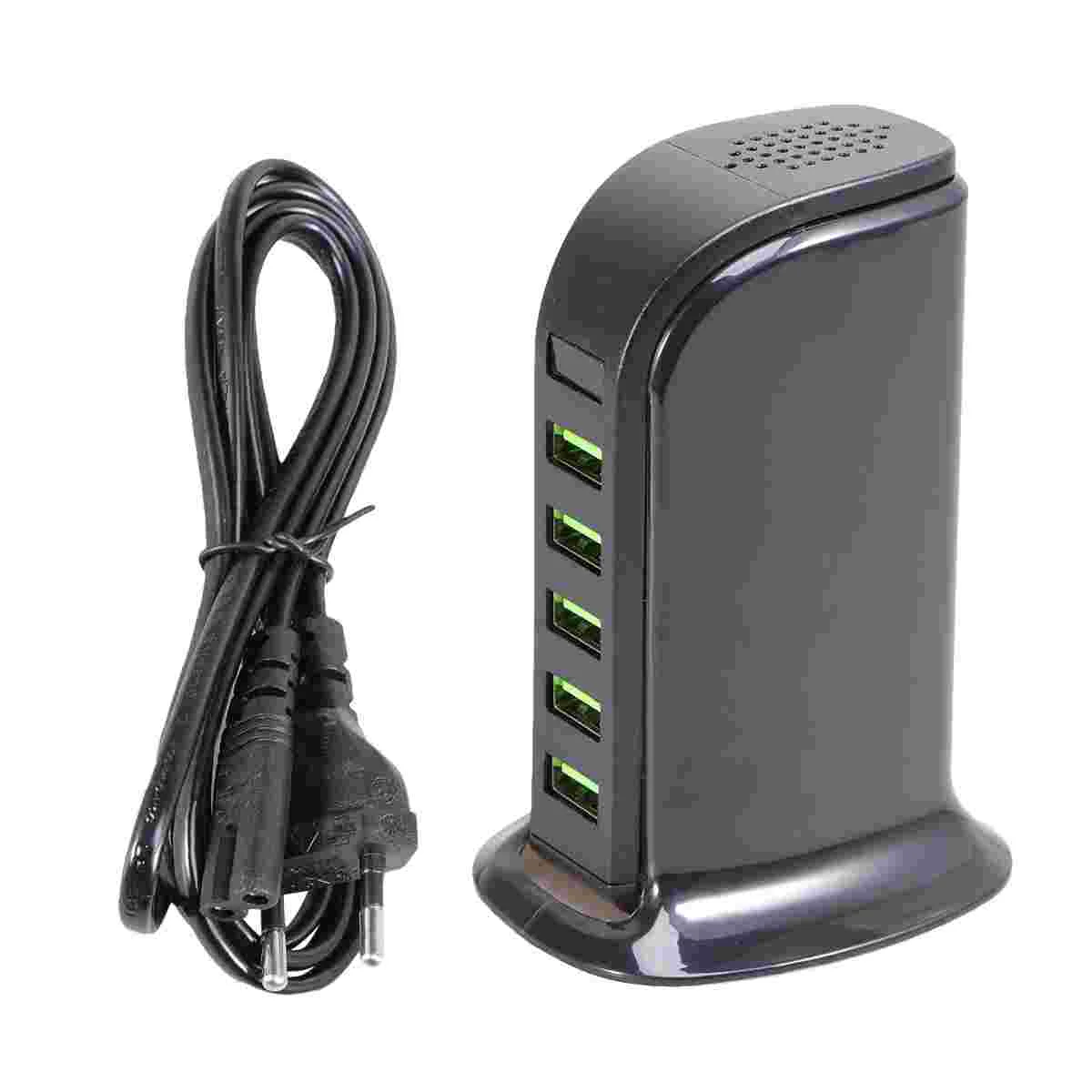 

1PC 5 Ports USB Travel Wall 5V/4A Multi Ports Adapter Smart Digital Display with EU Plug (Black Red Screen