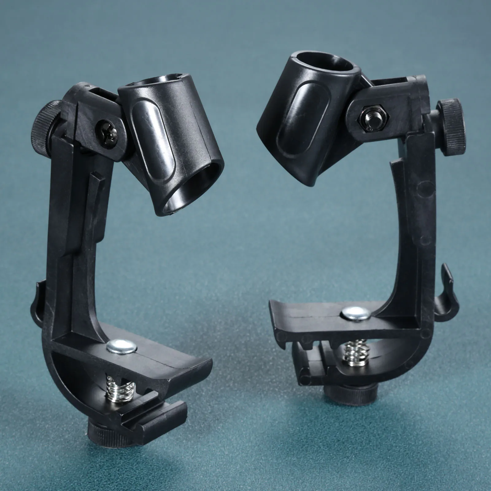 2 Pcs Black Adjustable Drum Microphone Mounting Clamp Mic Mount Clips Holder Drum Hoop Rim Mount Shock Gear Studio
