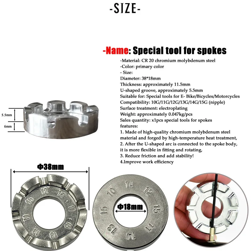 DELT CR 20 Steel Bicycle Spokes Tools 10G/12G/13G /14G/ 15G Nipples E-Bike Part Parts